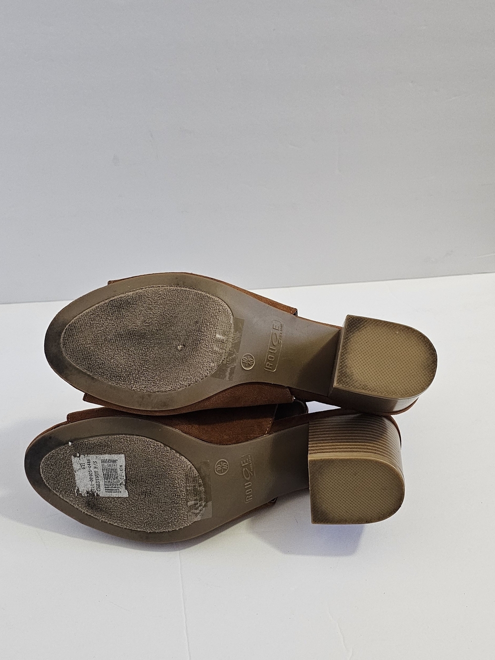 Women’s Suede Peep-Toe Block Heel Sandals - Brown - Picture 8 of 8